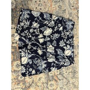 Vintage NWT Ellen Tracy Petite 100% Silk Floral Skirt Small Indigo Blue White